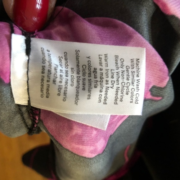 Venus size XL black & pink floral print high / low duster ties at front - Picture 6 of 16